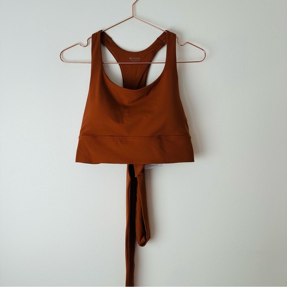 New Athleta Transcend Wrap Longline Bra Wrap Tie Light Impact top cooper color - Picture 5 of 7